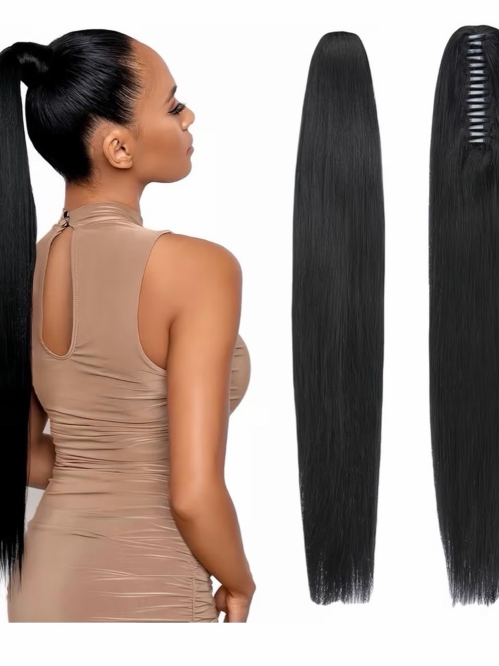14” Jet Black Women's Clip-In/Extension Hair Piece  #TE1‎